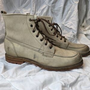 Frye Phillip Lug Workboot 87828 Mens 12 Cement Leather Lace Up Boots‎